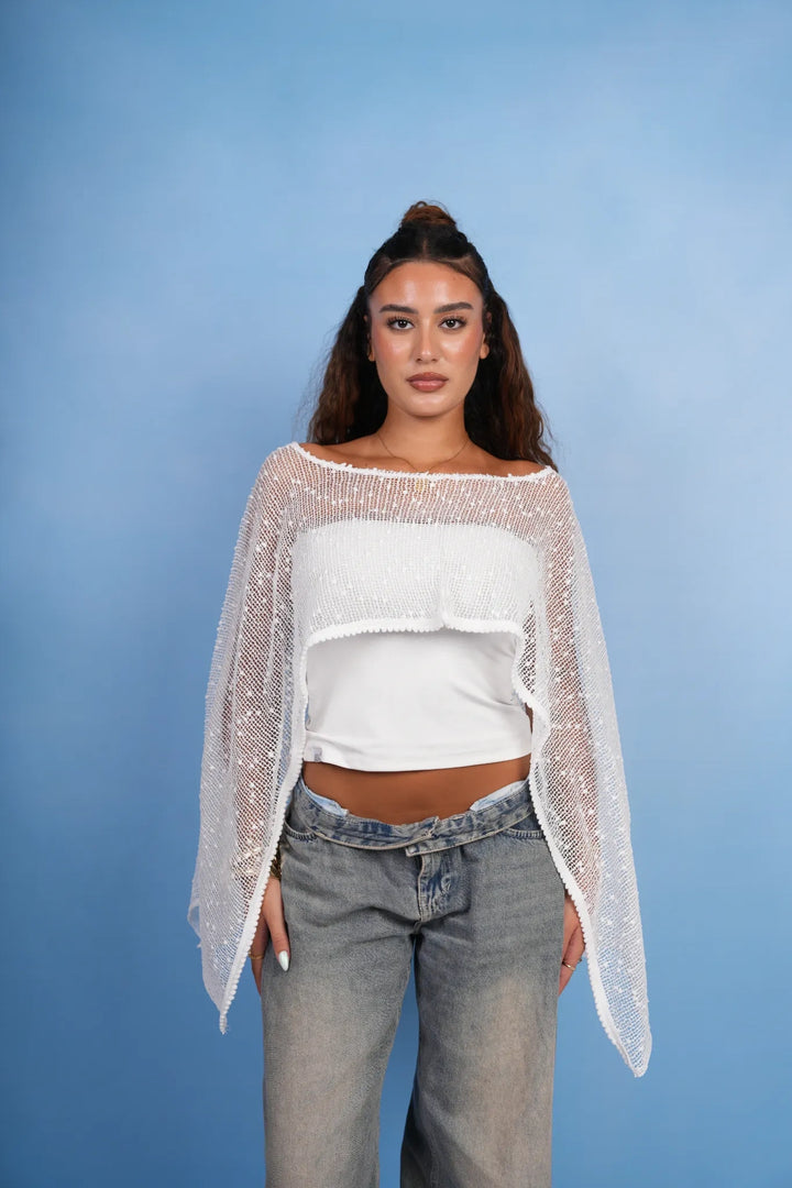 White Sheer Poncho Top