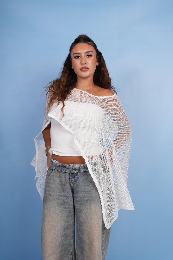 White Sheer Poncho Top