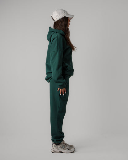 Matching set of green Hoodie and Cuffed Jogger sideview