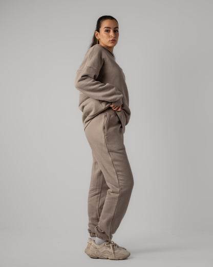 Matching set of khaki Hoodie and Cuffed Jogger sideview