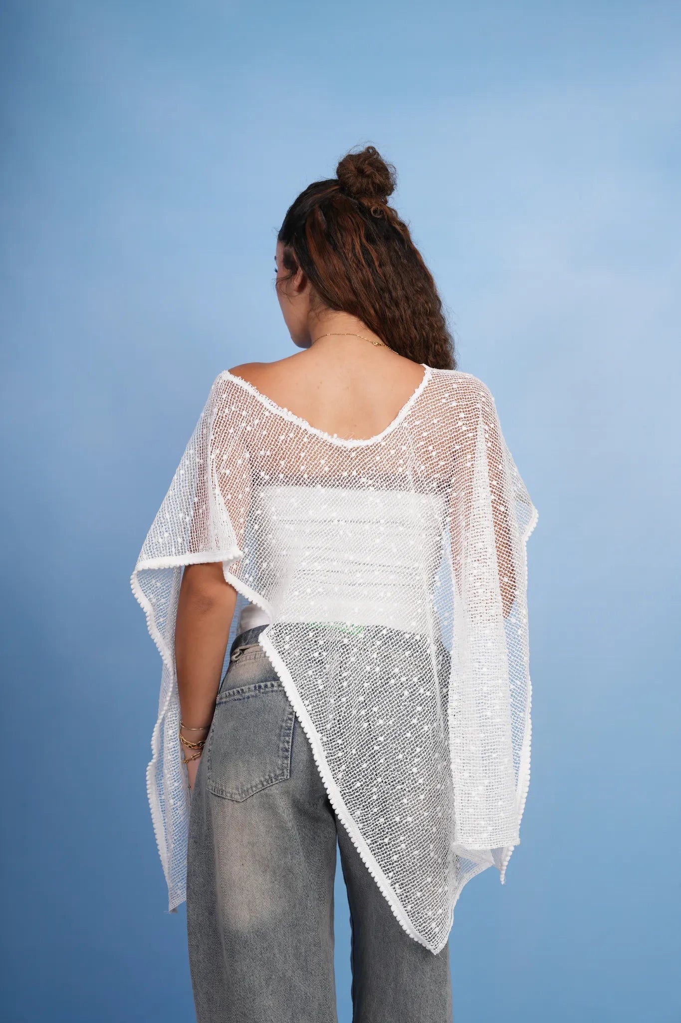 White Sheer Poncho Top