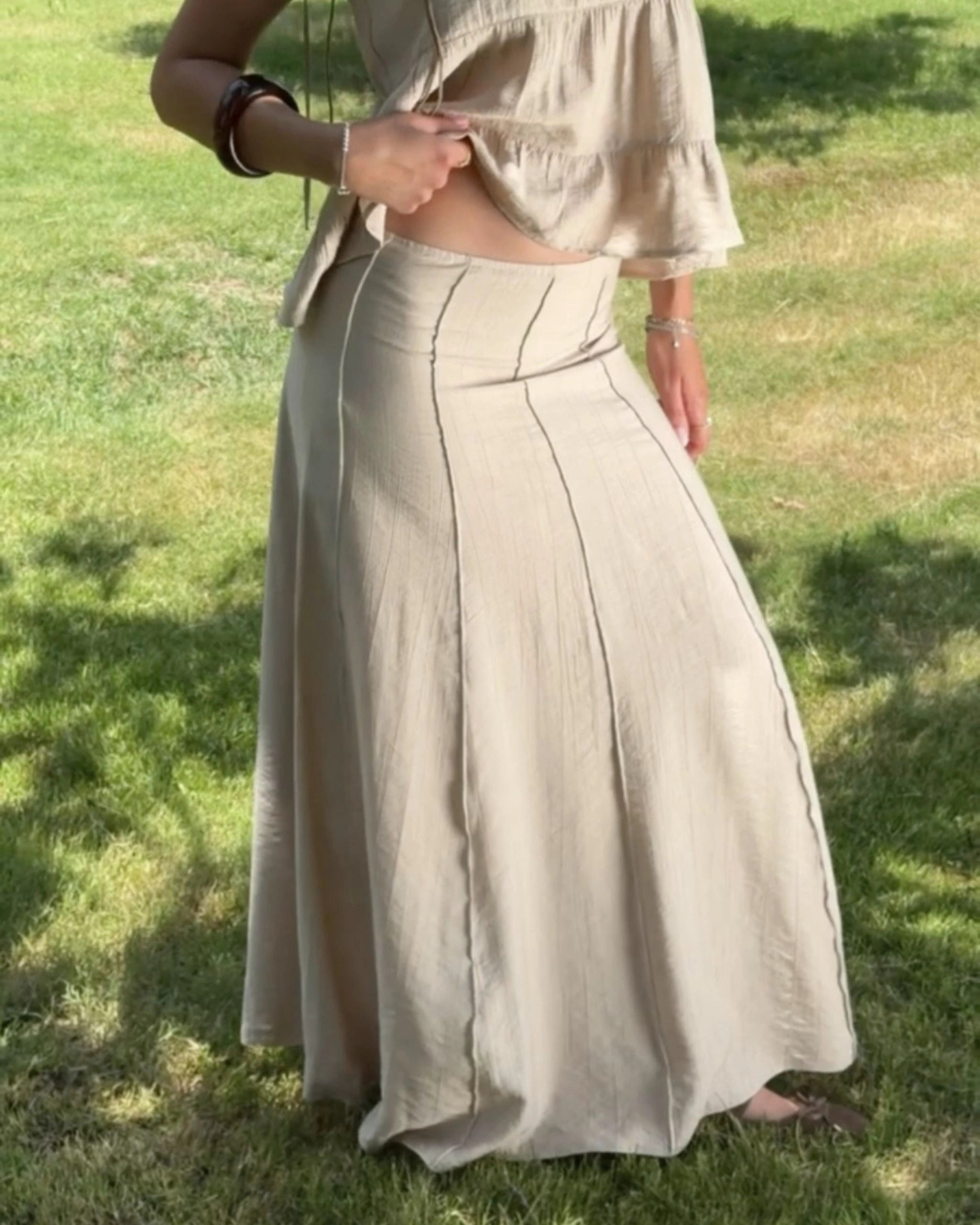Pleated Maxi Skirt