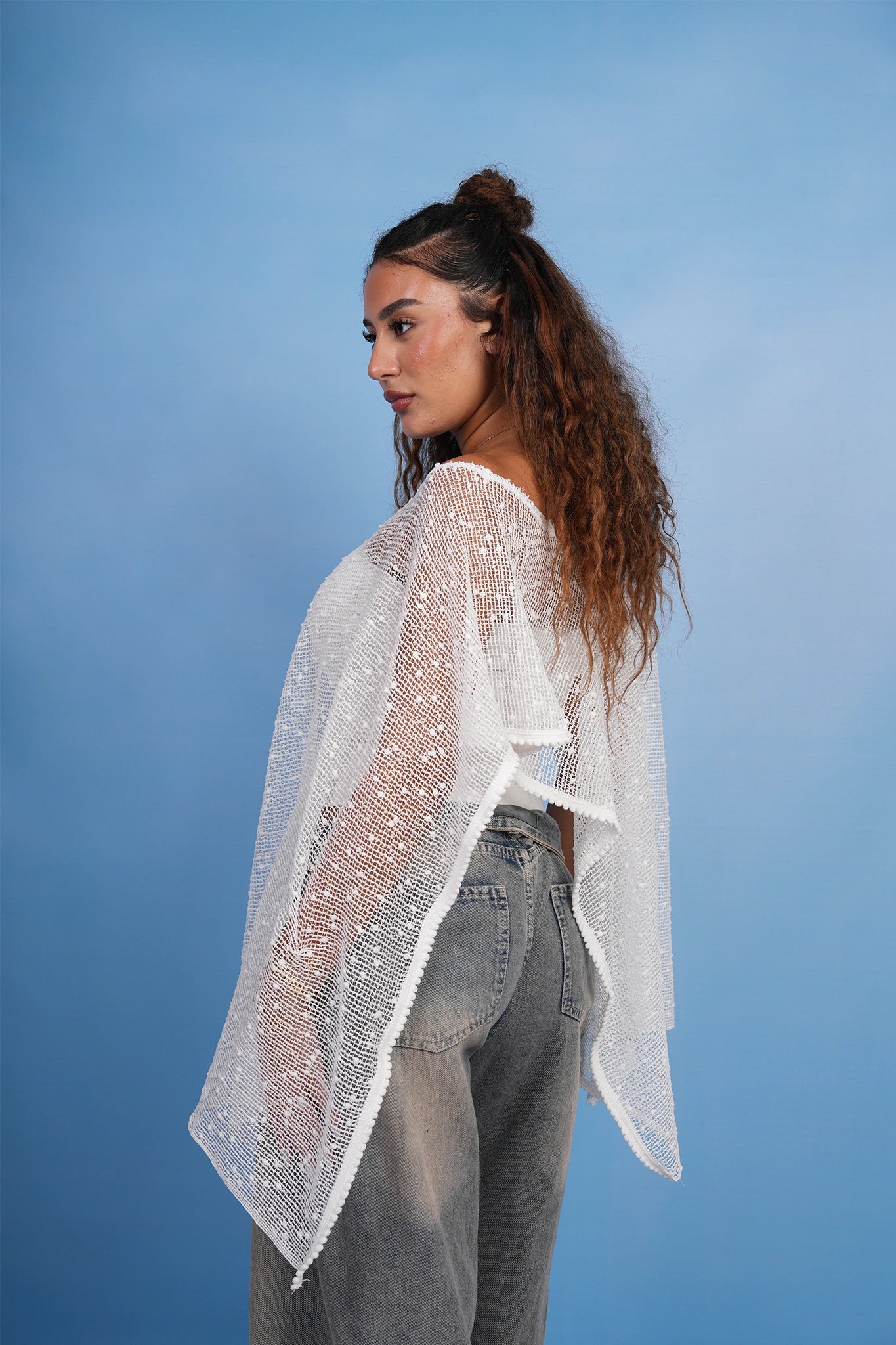 White Sheer Poncho Top